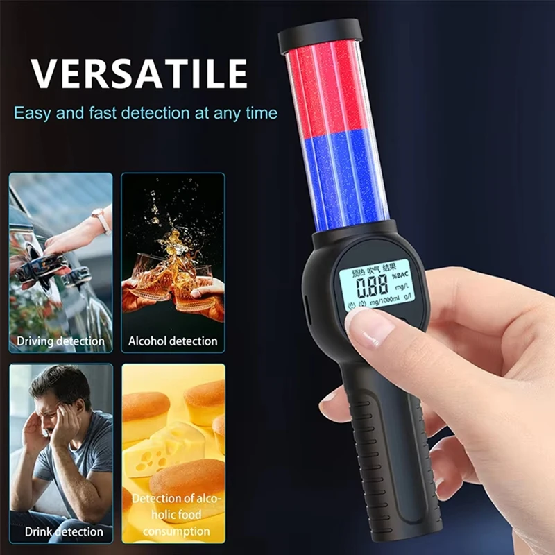 Breathalyzer Digital genggam, penguji alkohol profesional layar LCD dapat diisi ulang dengan detektor alkohol non-kontak LED