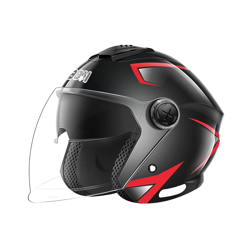 

3C-certified motorcycle helmet with sun protection and inner visor, suitable for all four seasons; semi-helmet design
