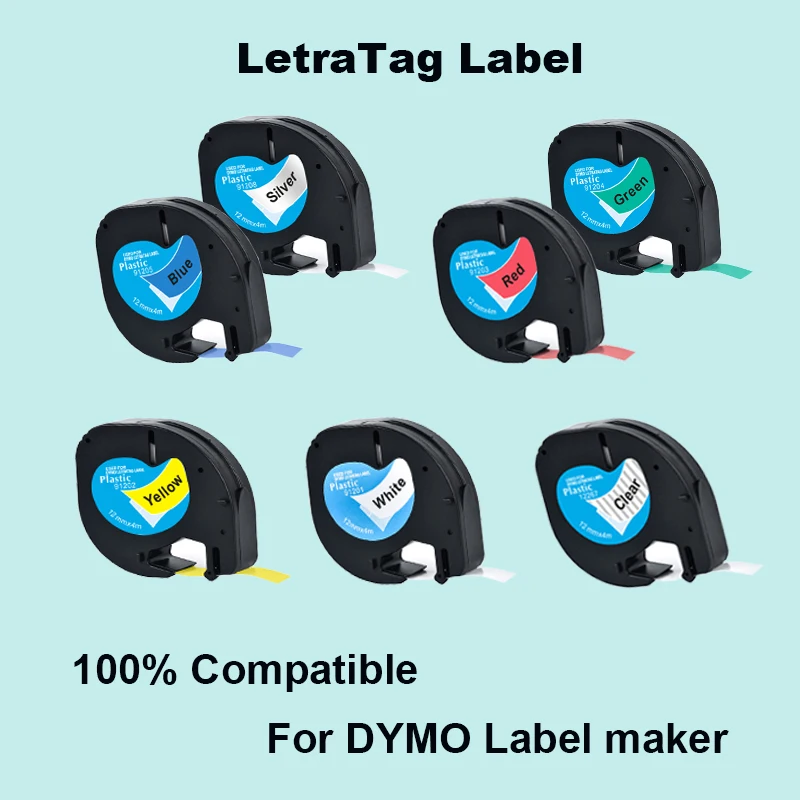 

10/20 шт., этикетки для DYMO LetraTag 12267 91200 12267 91201 91202 91203 91204