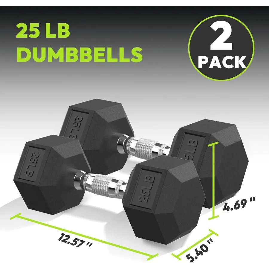 مجموعة الدمبل السداسية 2.565 رطل المطاط المغلفة ممارسة اللياقة البدنية الدمبل للمنزل الصالة الرياضية تدريب القوة الدمبل مجموعة من 2 مع دورا
