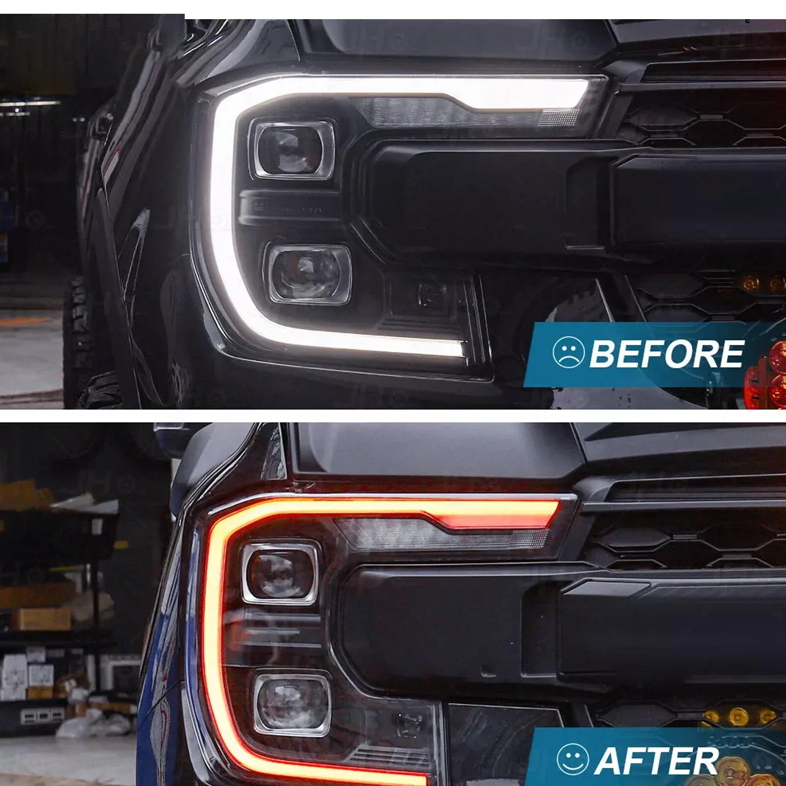 Upgrade bernsteinfarbene DRL-LED-Platinen für 2024 2025, Ford Ranger Raptor XLT XL Lariat T9 Everest Matix LED-Scheinwerfer, Tagfahrlicht – Detail 2