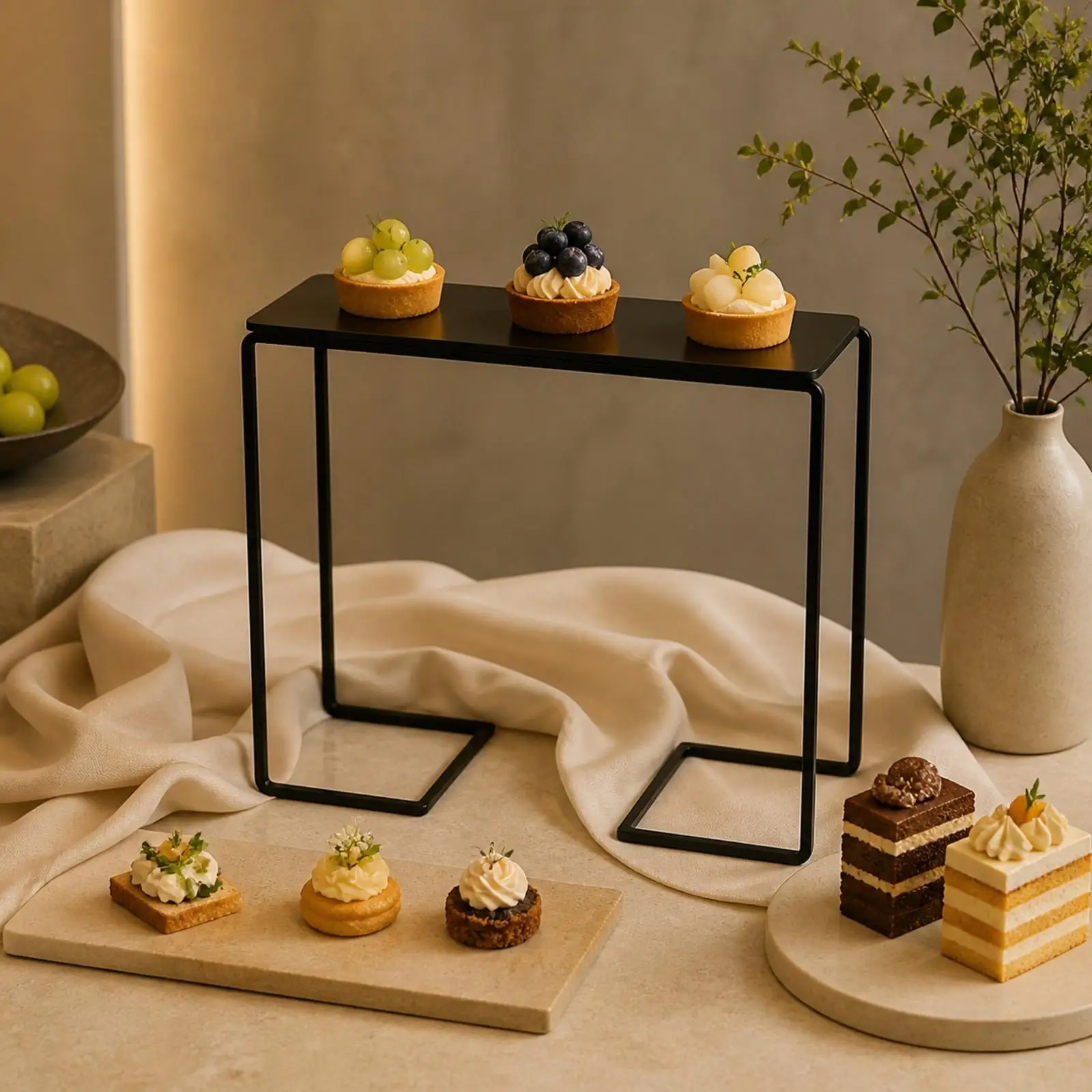 Acrylic Pastry Display Stand for Cakes and Cupcakes with Sturdy Metal Base for Events