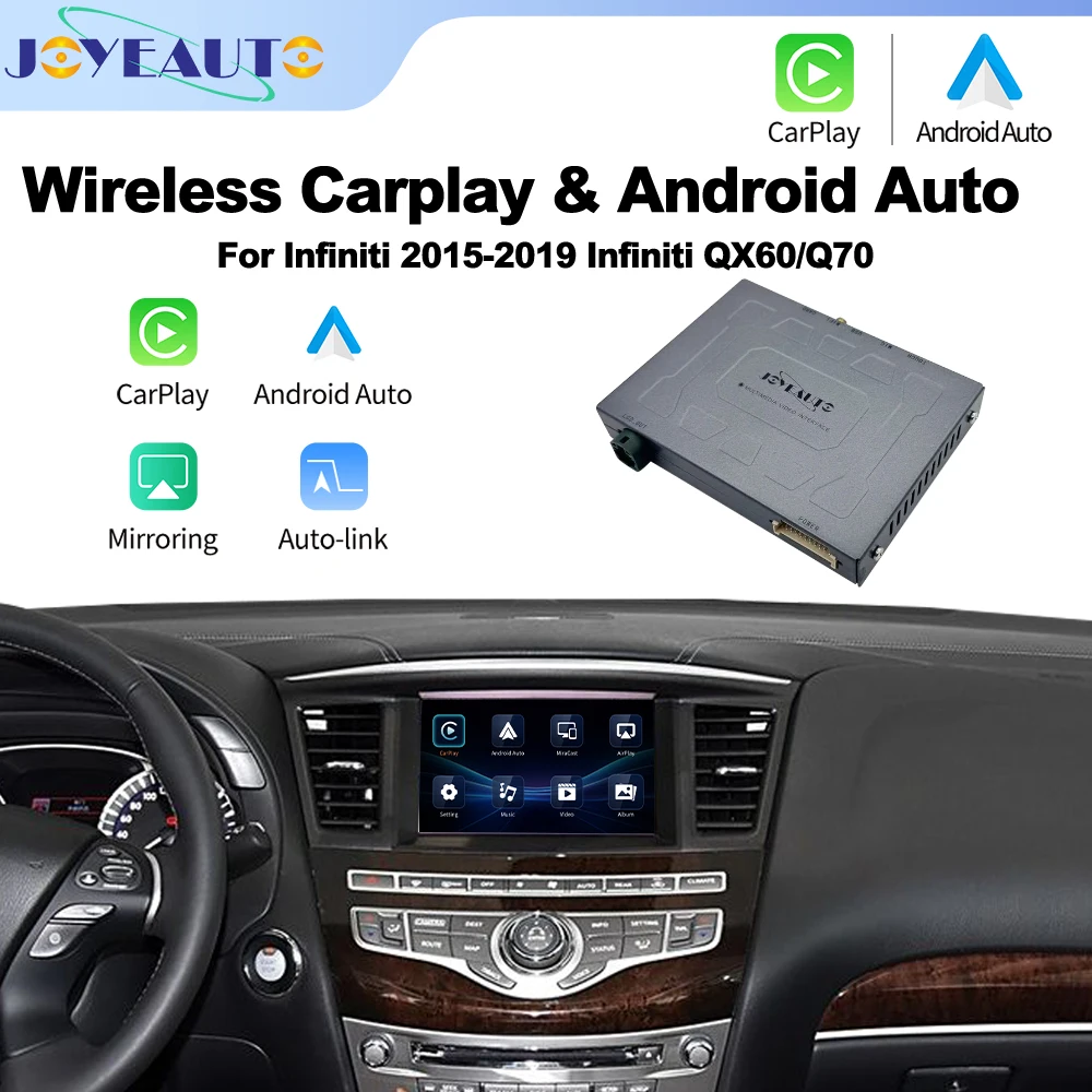 JoyeAuto Wireless CarPlay IOS26 Interface for Infiniti 2015-2019 QX60 Q70 QX80 Android Auto Video Mirroring AirPlay Retrofit Kit