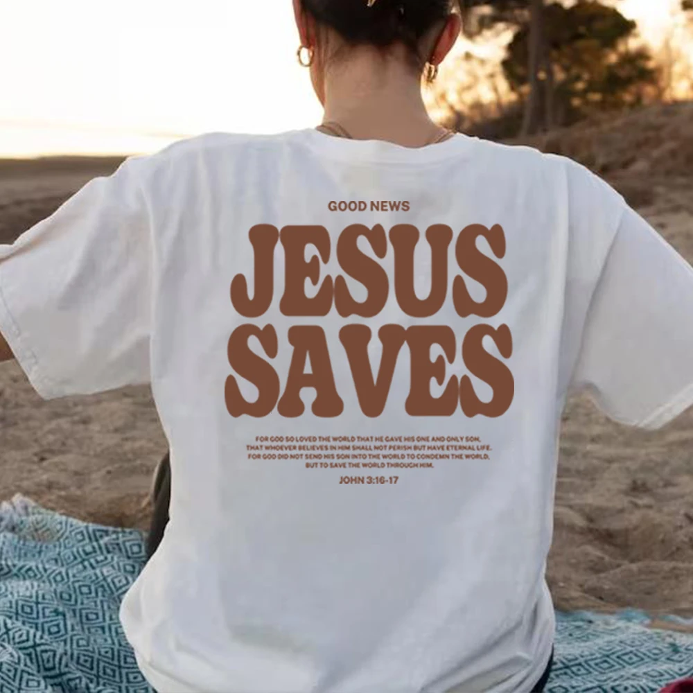 Vintage Jesus Saves Apparel Jesus The Way The Truth The Life Shirt for Women Retro Christian Tshirt Unisex Y2k Trendy Summer Top