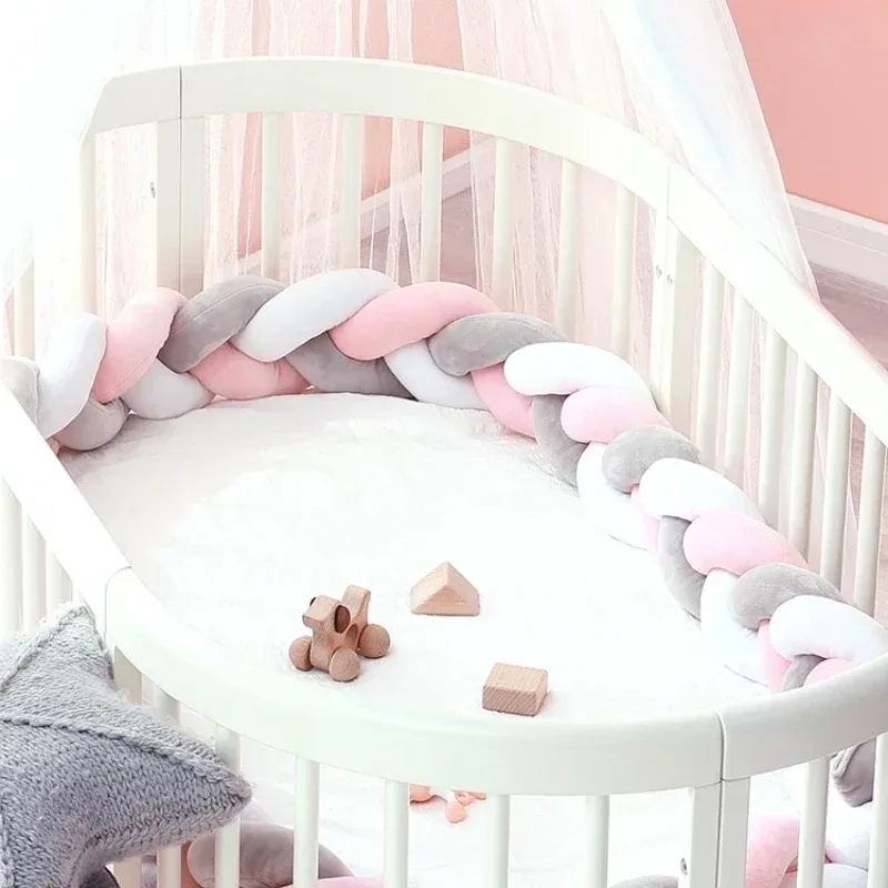 1M-4M 3 Shares Baby Bumper Bed Braid Knot Pillow Cushion Bumper for Infant Bebe Crib Protector Cot Bumper Room Deco Bed Braid