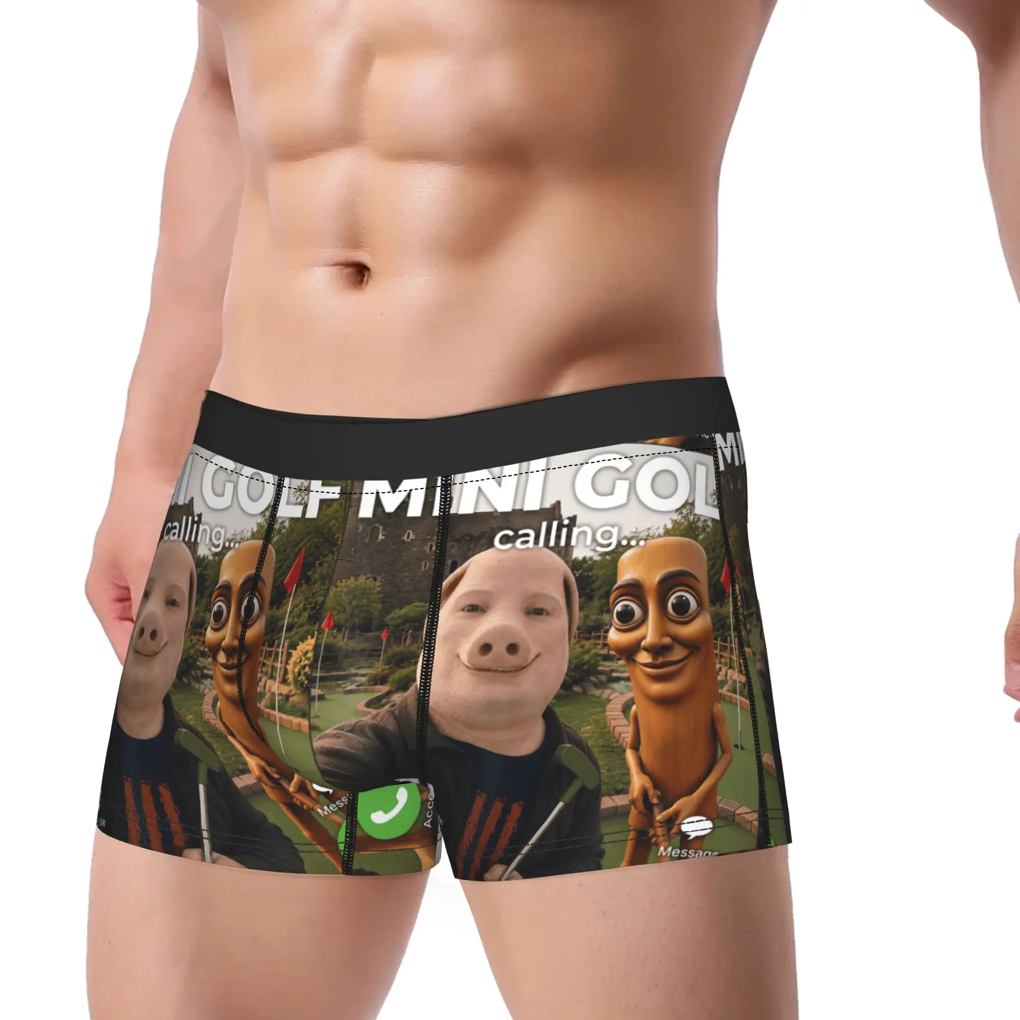 Golfer Funny Meme Mini Golf Brainrot Friends John Pork Sahur Shorts Briefs Underwear Trenky Males Comfortable Boxer Shorts