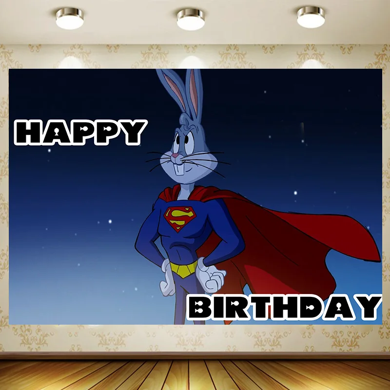 Bugs Bunny  Birthday Supplies Girl Party Banner Kid Cartoon Decoration Background Photography backdrop