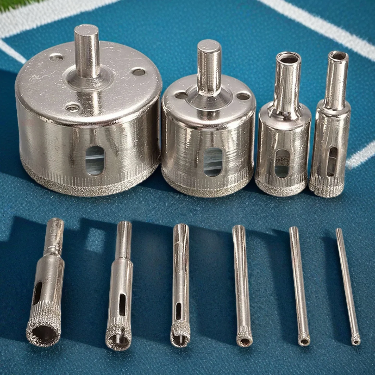 

10 шт., набор сверл для кольцевой пилы с алмазным покрытием для плитки, мрамора, стекла, керамики, инструменты размеров от 3 мм до 50 мм