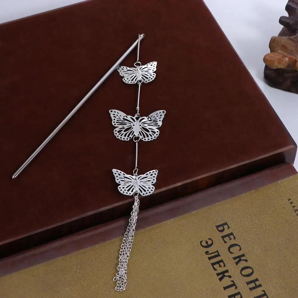 

Металлический подарок для женщин, головной убор Hanfu, головной убор, палочка для волос с бабочкой, женская вилка для волос, шпилька в китайском стиле, аксессуары для волос