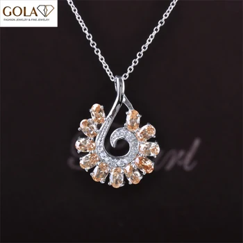 GAOLA Trendy Jewelry Plant Shaped Color Box Package Rhinestone CZ Jewelry Necklace GLD0161