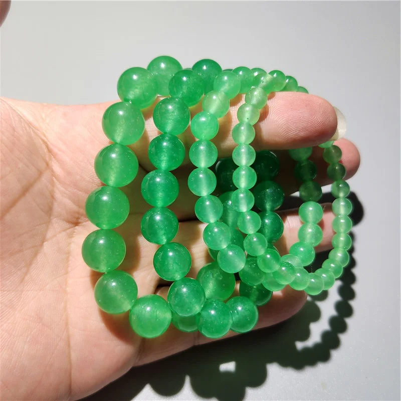 

Natural Green Agate Bracelet Chalcedony Green Crystal Beads Beaded Beads Single Circle Bracelet For Men And Women Gifts