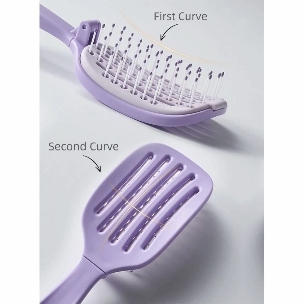 Anti-Static Fold Volumizing Hair Brush Hollow Design Self Cleaning Scalp Massage Comb Spring Bone Highly Crown Shaping
