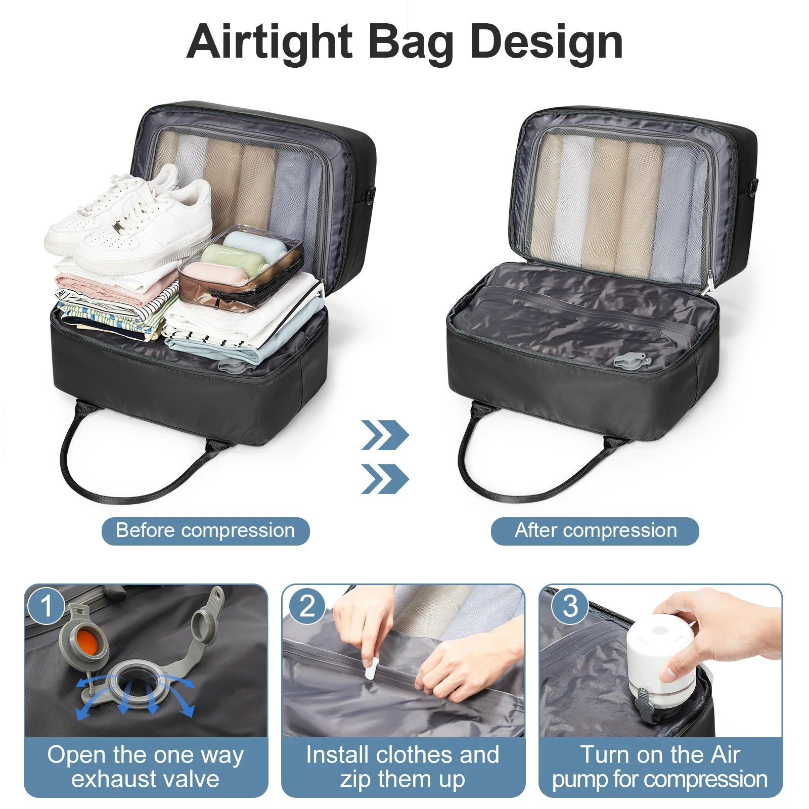 Clothing Storage Bag, Vacuum Compressed Luggage Large Travel Bag,Handbag Clothing Bag for Women Suit Bags for Business, Travel #3