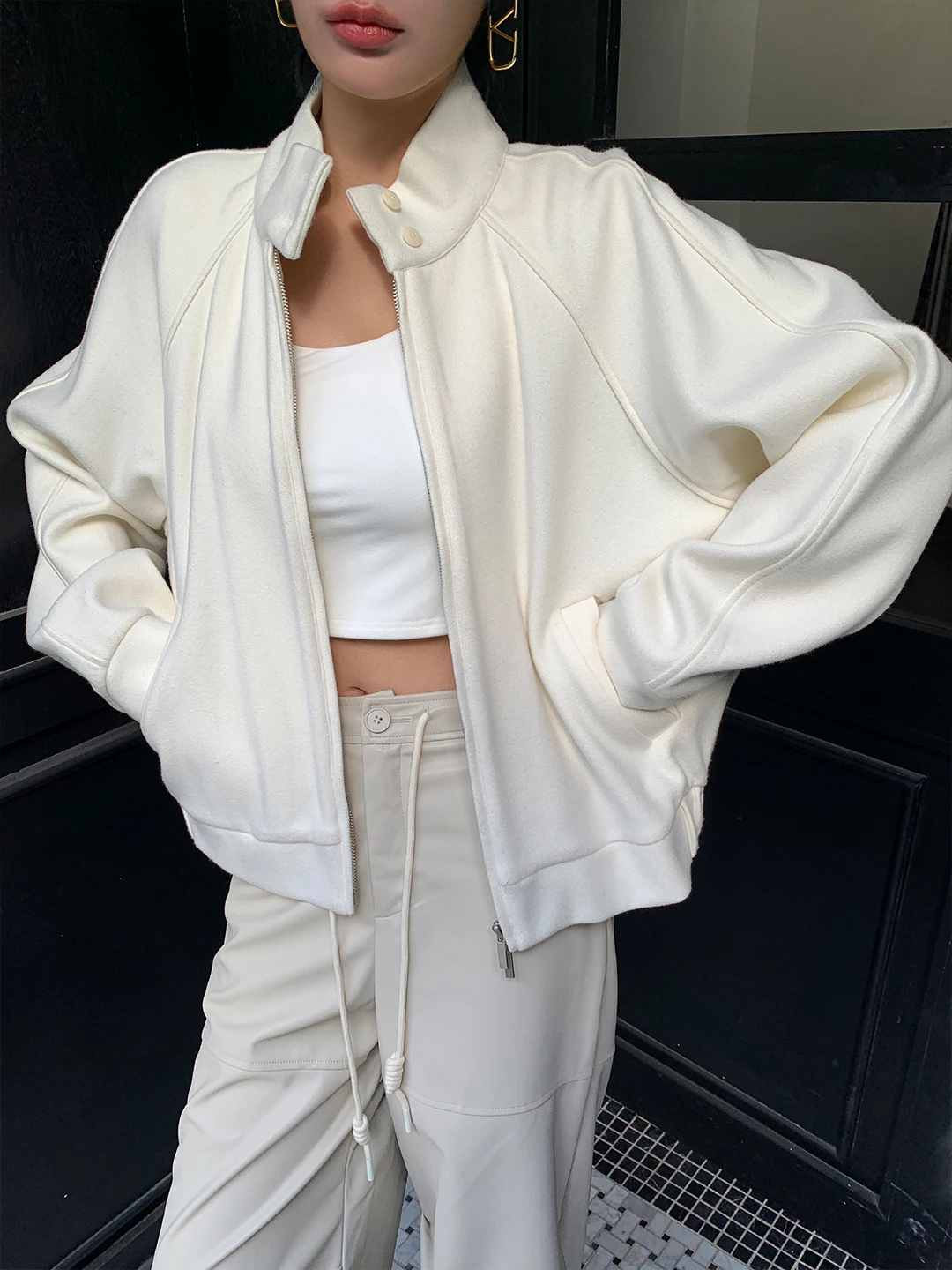 

Женская зимняя теплая верхняя одежда ZOCHEEO: шерстяное пальто в американском стиле, повседневное, с воротником-стойкой, для повседневной носки