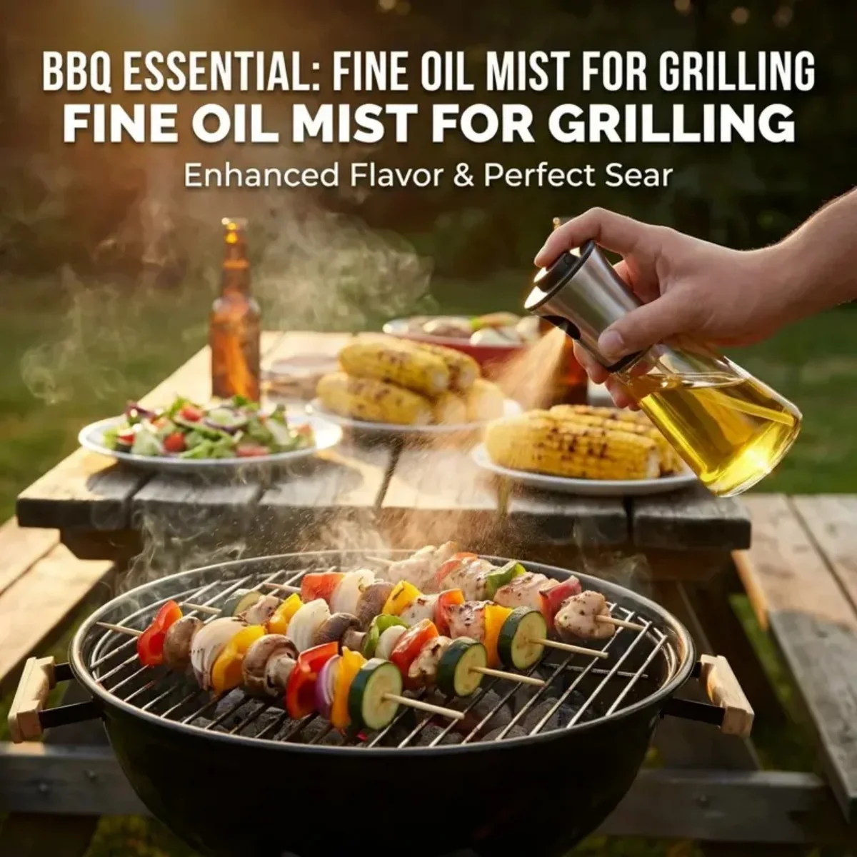 Olive Oil Sprayer for Cooking, BBQ Oil Mister Spray Bottle, Refillable Food Grade Oil Dispenser for Air Fryer, Salad, Baking, Grilling, Kitchen Gadget