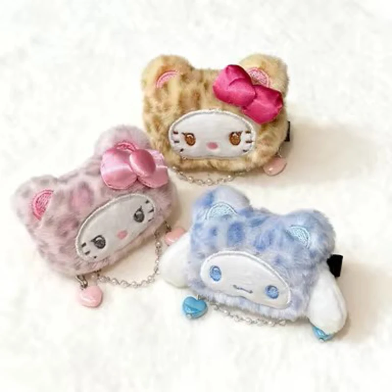 لطيف مرحبا كيتي ليوبارد طباعة أفخم دبوس الشعر الكرتون أفخم بروش رائعة إكسسوارات الشعر على ظهره الديكور هدية الكريسماس