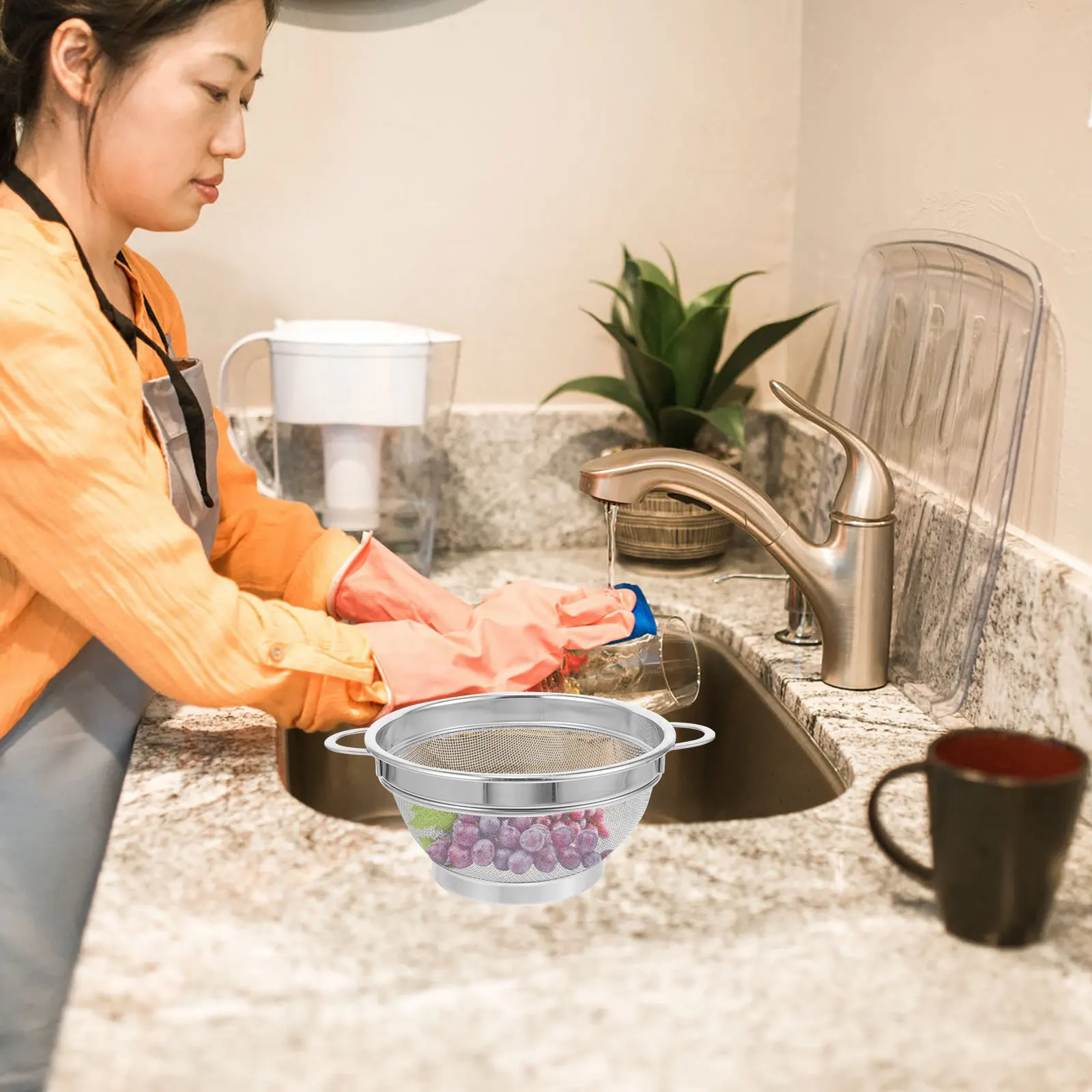 

Stainless Steel Draining Basket for Vegetable Fruit Washing Storage Rice Strainer Kitchen Lasting Safe No Peculiar Smell