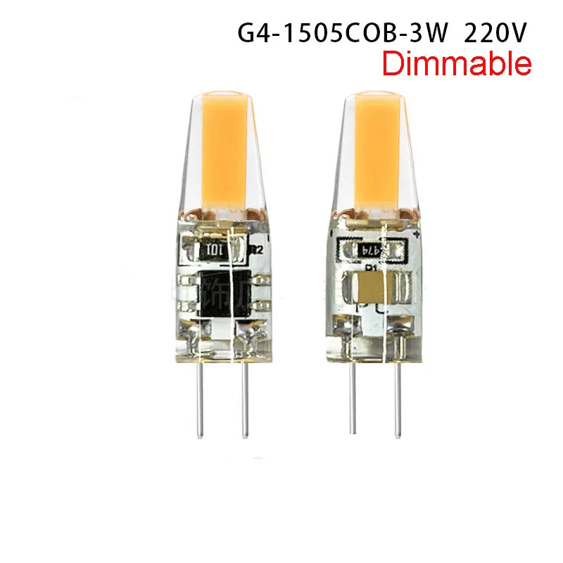 

1pc Mini Small Dimmable G4 COB LED Bulb 220v Silicone Crystal Chandelier Wall Lamp 3w 3000k 4000k 6000k Replace 30w Halogen Lamp