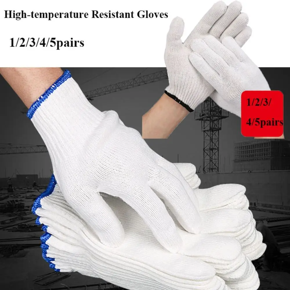 Knitting Heat Insulation Work Gloves High-temperature Resistant White BBQ Gloves Workshop Mould Gloves Hand Protective