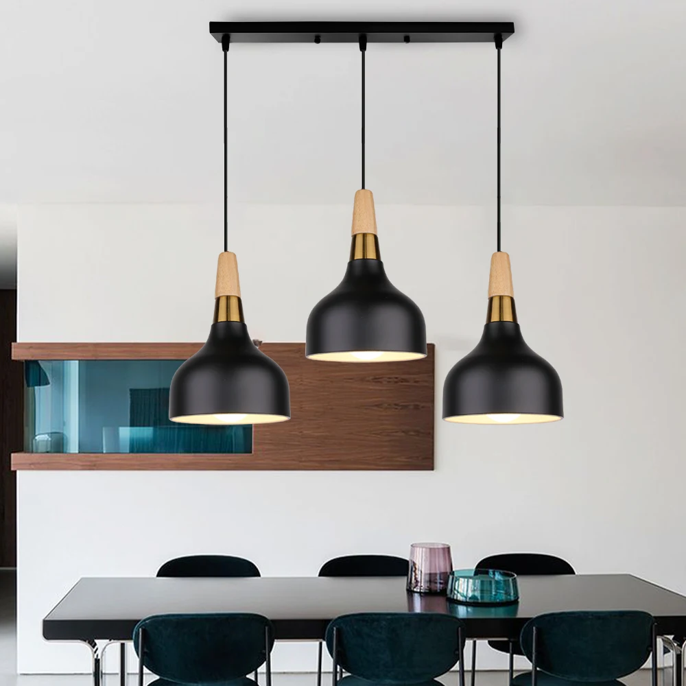 1/3 Heads Modern Pendant Lights Nordic Minimalist E27 LED Wood Hanging Lamps Kitchen Restaurant Chandelier Lighting Fixtures