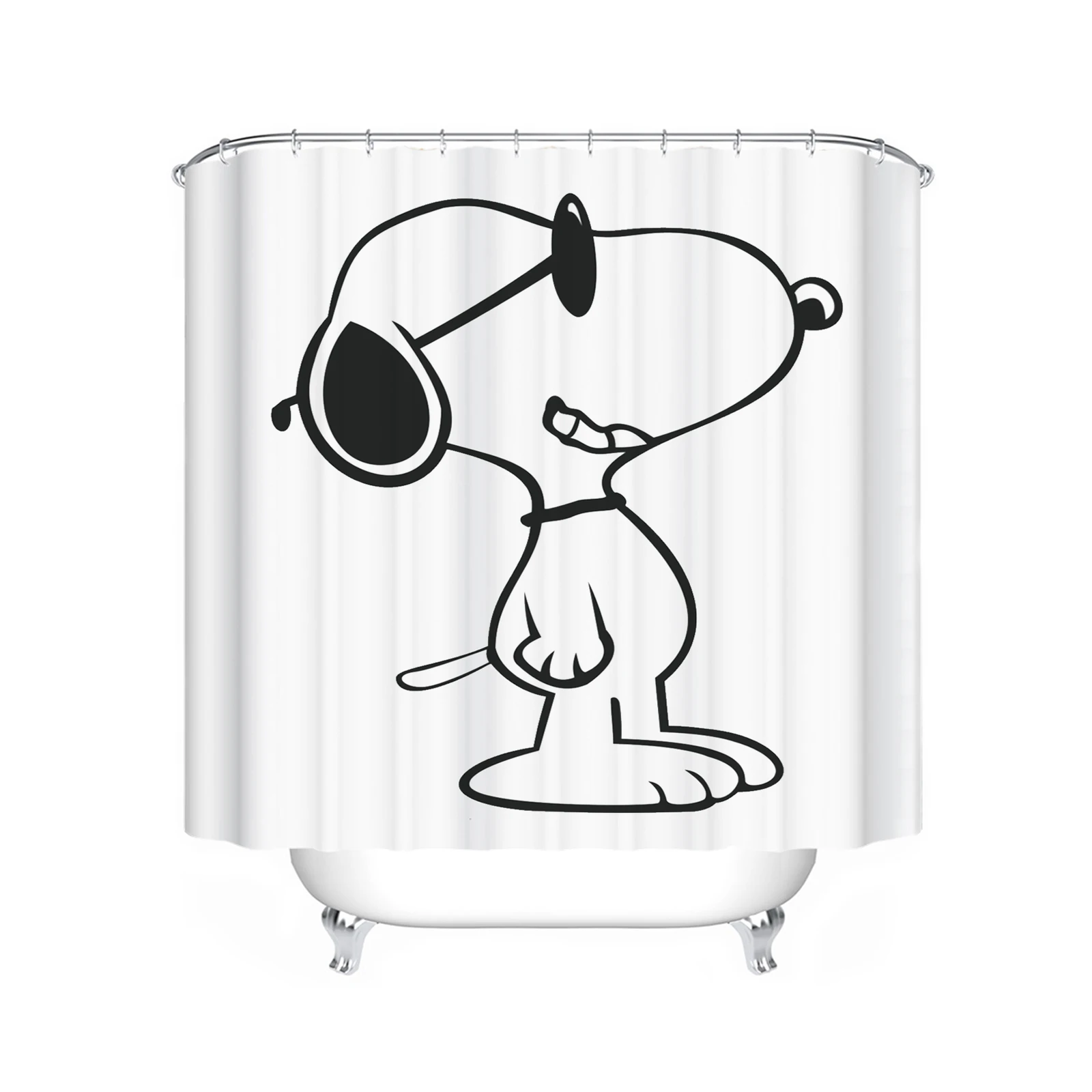 Snoopy Bathroom Accessories Shower Curtain 4 Piece Set Mats Anime Home Sets Luxury Decorations And Curtains For Waterproof