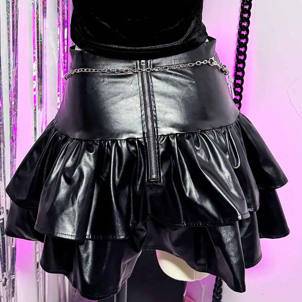 الجرونج في سن المراهقة Harajuku سلسلة القوطي يدوية الشرير الصخرة الصليب E-الفتيات ايكو ملابس للنادي الجمجمة ايمو Y2K جلد نباتي لتقوم بها بنفسك التنانير القوطية #4