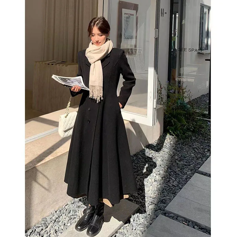 

2023 Autumn And Winter New Korean Version Fashion And Versatile Fit Medium Length Woolen Coat For Women