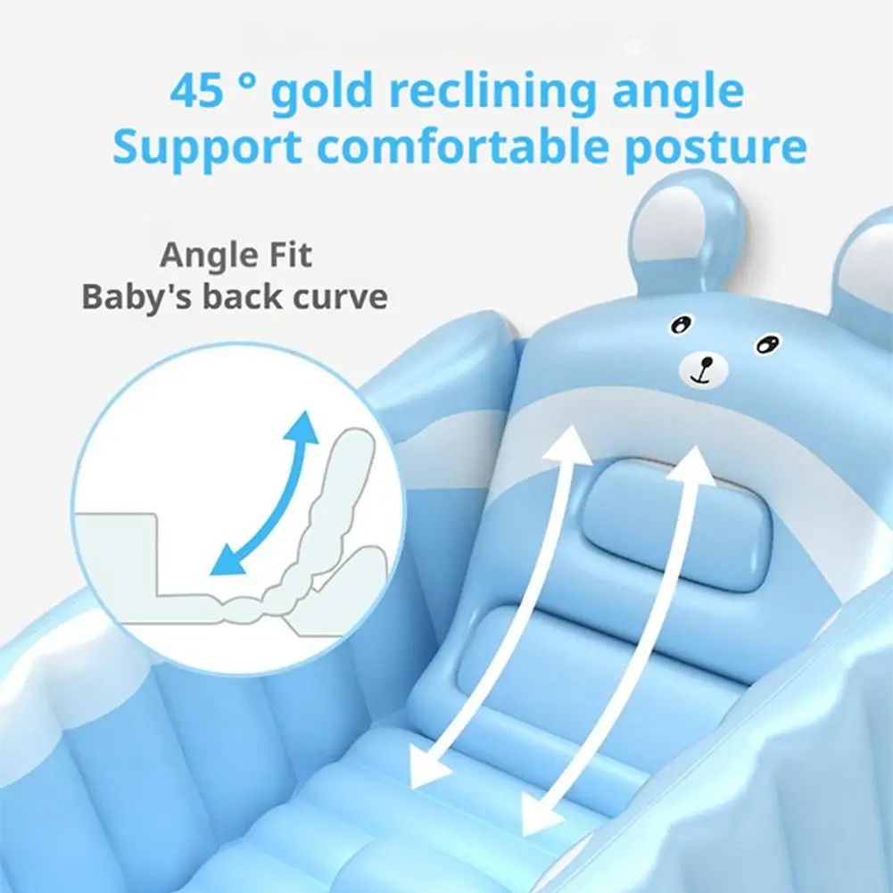 Folding Inflatable Baby Bathtub Soft Safe Anti-slip Bottom Inflatable Child's Shower Basin Portable Home Travel Folding Bathtub