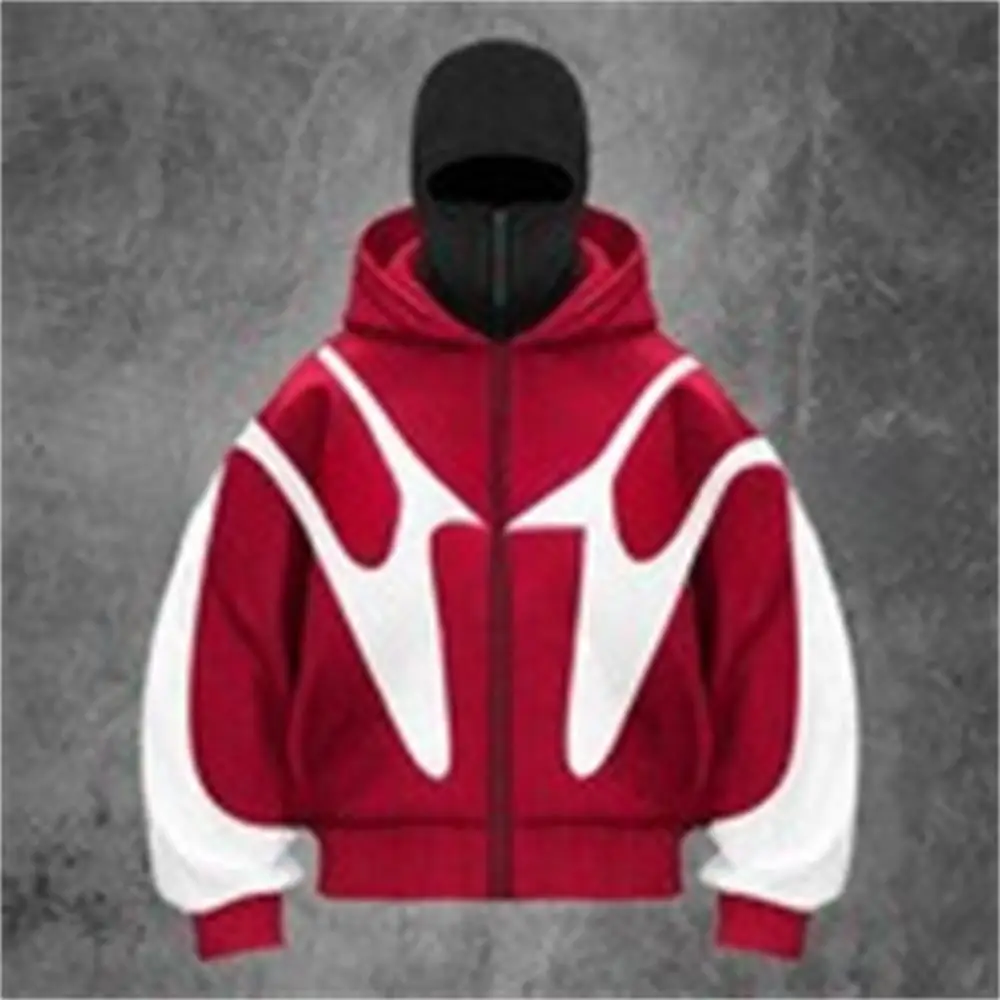 2025 marchio di moda americano doppio cappello bandit design cardigan con cerniera con cappuccio felpa giacca da strada antivento da coppia