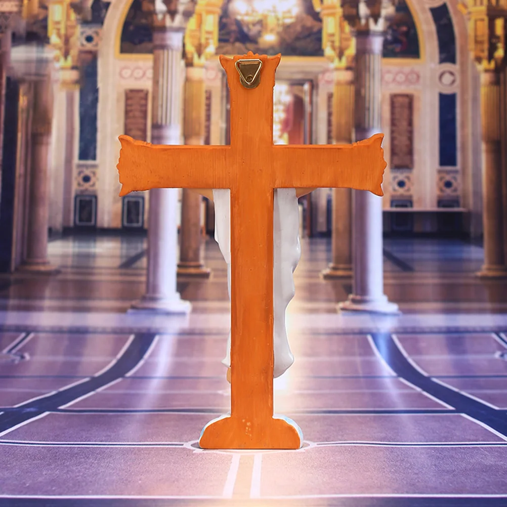 

Christian Cross Pendant Resin Made Holy Jesus Wall Hanging Decoration Home Religious Ornament Decorative Craft Gift