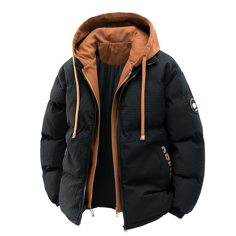 

2025 New Thickened Windproof Hooded Cotton Clothes Winter Warm Hooded Jacket Men's Casual Loose Coat Classic Solid Color Top