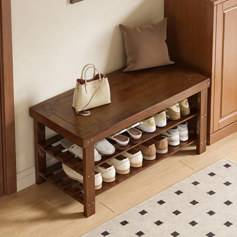 Furniture Entryway Shoe Bench Storage Rack Seat Multi Tier Shoe Shelf Removable Cushion Sturdy Organizer Home Apartment Hallway