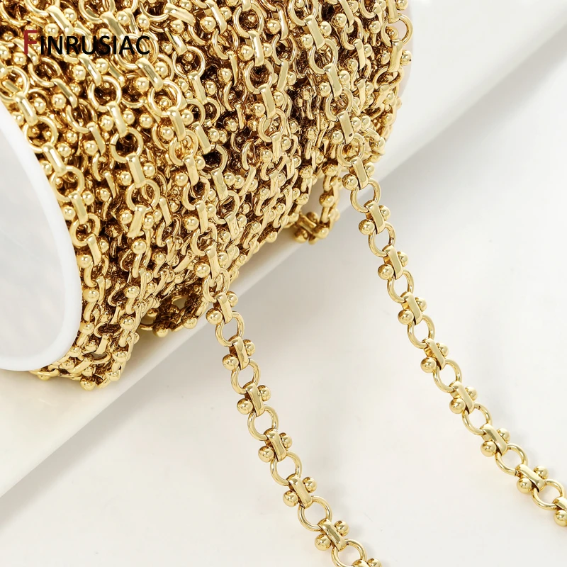 

18-каратное позолоченное латунное тяжелое толстое цепочка для ювелирных изделий, круглая цепочка в стиле панк для DIY, ожерелье, браслет, принадлежности для изготовления аксессуаров