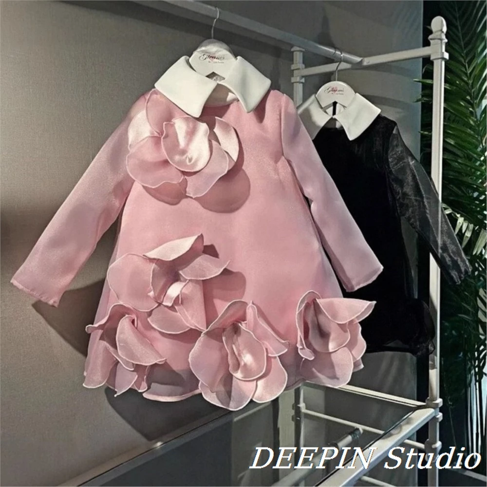 

3D Floral Princess Dress 3-8Y Boutique Birthday Gown Kids Holiday Party Dress Elegant Applique Formal 2025 New Design