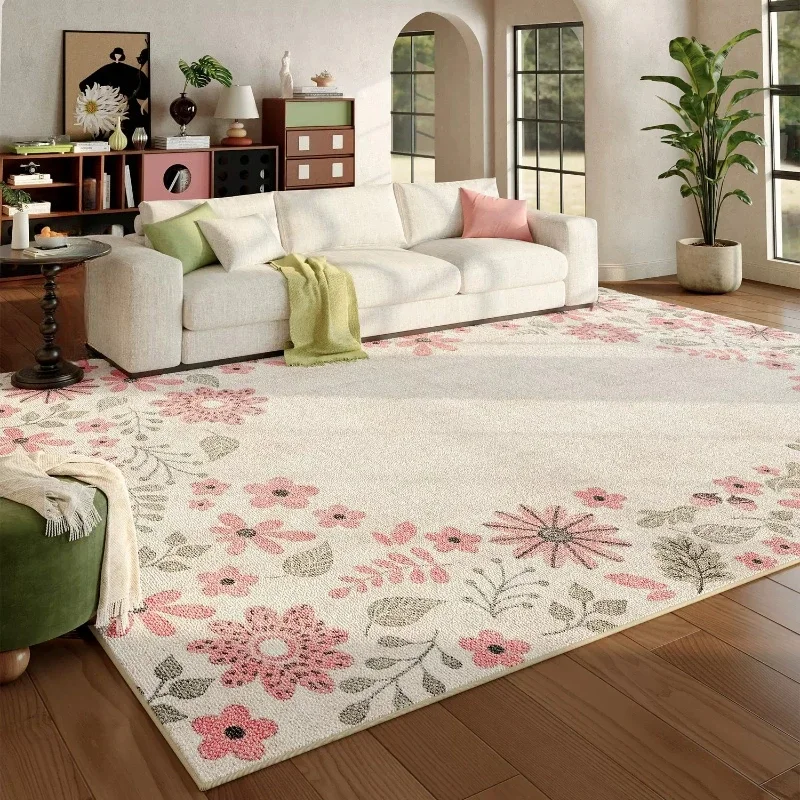 French Style Bedroom Decor Large Carpet Home Thick Plush Rug Flower Pattern Carpets for Living Room Fluffy Soft Lounge Floor Mat