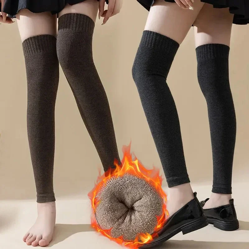 1-20Pairs Over Knee Fleece Lined Thermal Leg Warmers for Women Thick Terry Loop Knee Protector Winter Home Outdoor Sports Cozy