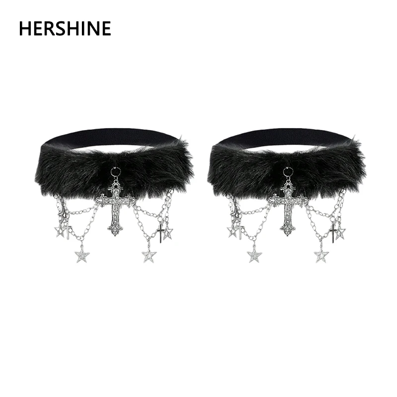 

HERSHINE, комплект из 2 шт., женские модные пушистые ремни с перекрестной цепочкой, украшенные ремнями для ног, Y2K, готический панк, Harajuku, уличный стиль, весна, лето
