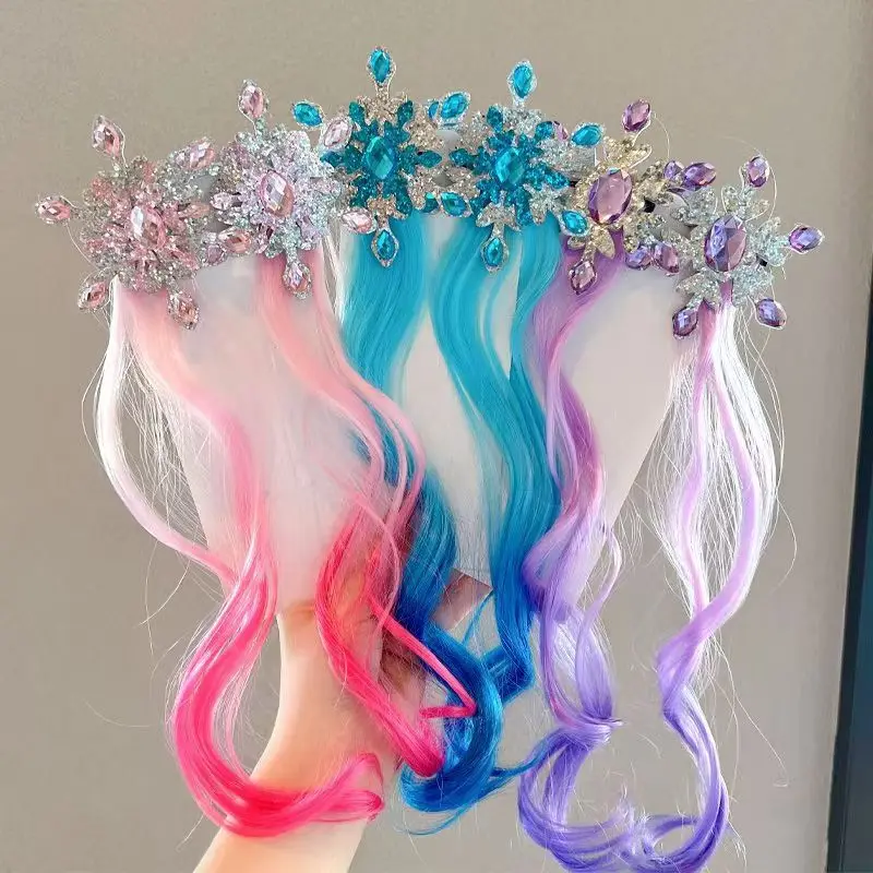 Gradient Snowflake Wig Hair Clips for Girls Lovely Princess Hairpins Anime Elsa Snowflake Hairgrip Barrettes Hair Accessories