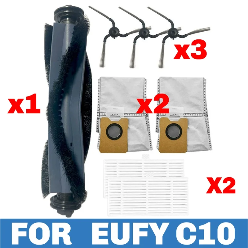 Untuk Eufy C10 Robot Aksesori Vakum Sikat Utama Filter Hepa Sikat Samping Kantong Debu Suku Cadang Pengganti Vakum-CLIM