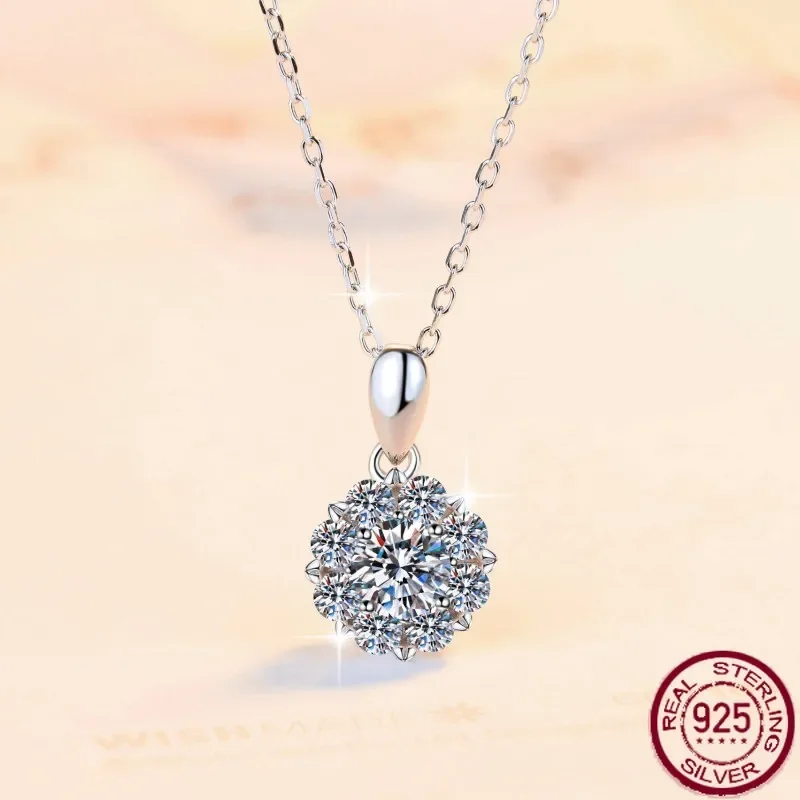 New s925 pure silver necklace, moissanite octagonal star pendant, versatile necklace, fashionable accessory, wedding jewelry