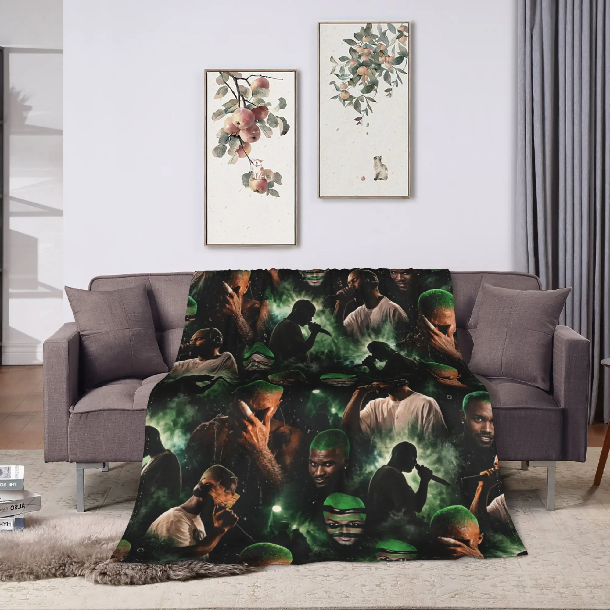 BLOND Print Blankets Rapper Frank Graphic Soft Fluffy Plush Throw Blanket For Couch Chair Sofa Bed Flannel Bedspread Bed Cover