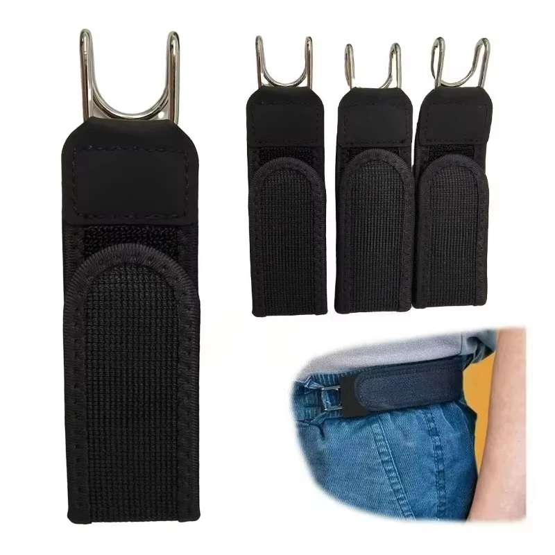 Buckleless Elastic Belt Hook Adjustable Metal Hook Men Women Unisex Buckle-Free Invisible Waist Belt Closure Outdoor Work EDC