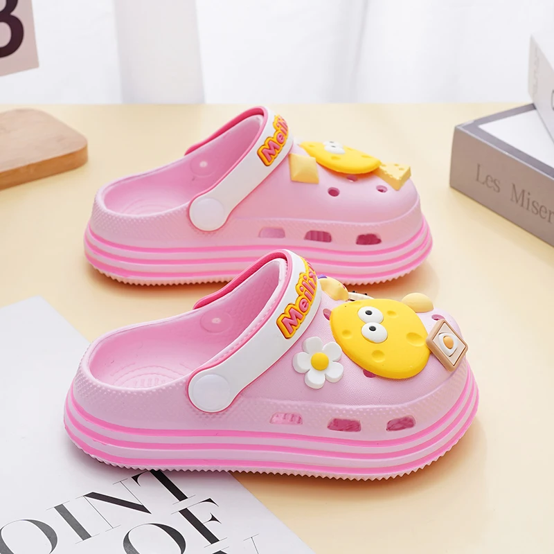 Child Kawaii Cartoon Clogs Shoes Summer Kids Lovely Cheese Outdoor Cute Boys Girls Sandal Light Breathable Casual Garden Shoes