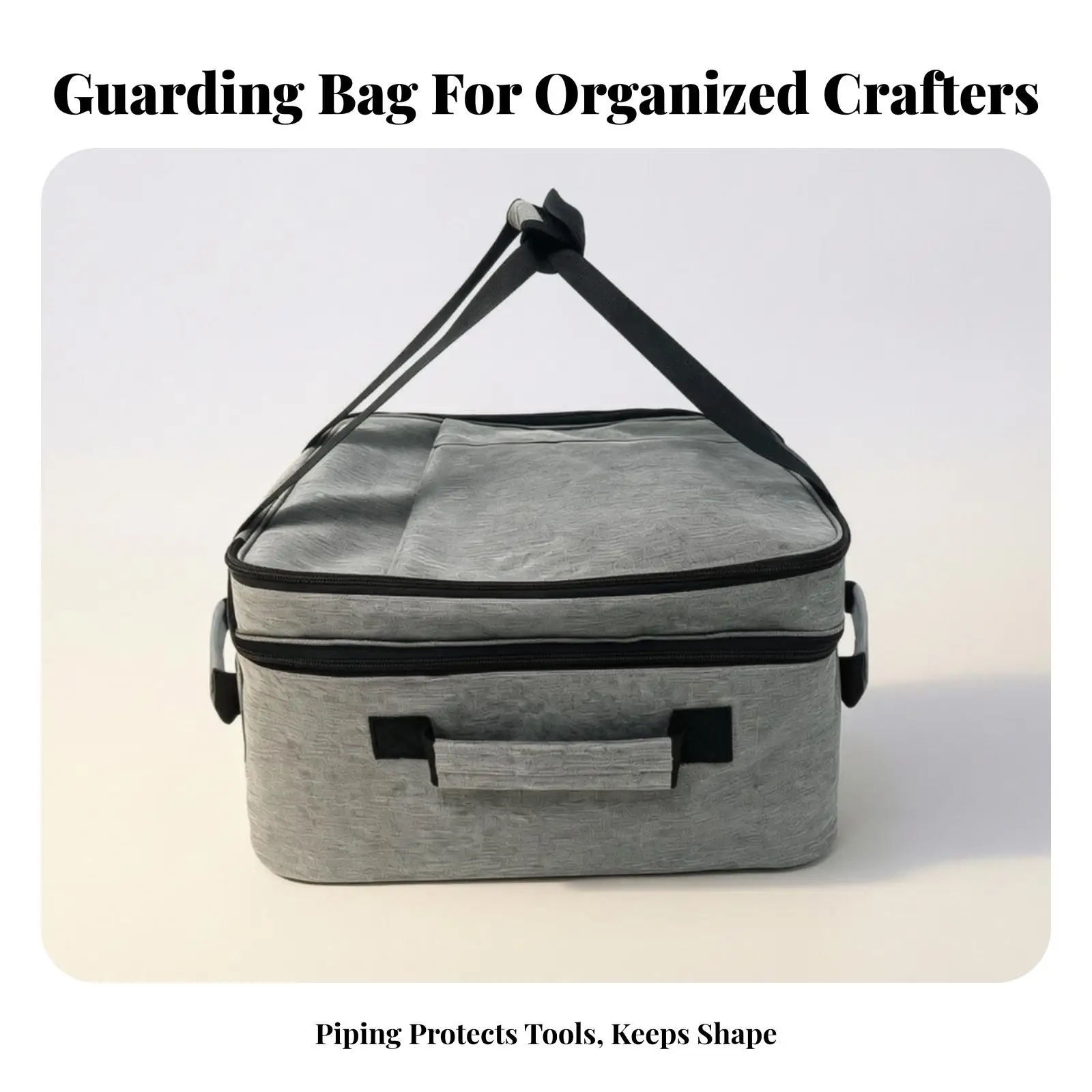 Gray Nylon Double Layer Storage Pouch with Shoulder Strap for Designer Bag Organizer and Travel Use