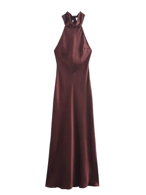 Ele Sexy Bodycon Silk Satin Dr Hanging Ne Evening Gown Women's Faion Spring Summer Autumn Season without Sve