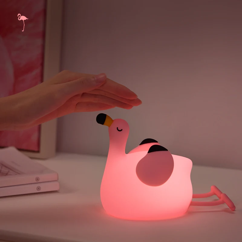 Veilleuse LED en Silicone en forme de flamant rose, Rechargeable, lumière d'ambiance, lampe de chevet pour chambre à coucher, cadeaux d'anniversaire pour enfants filles