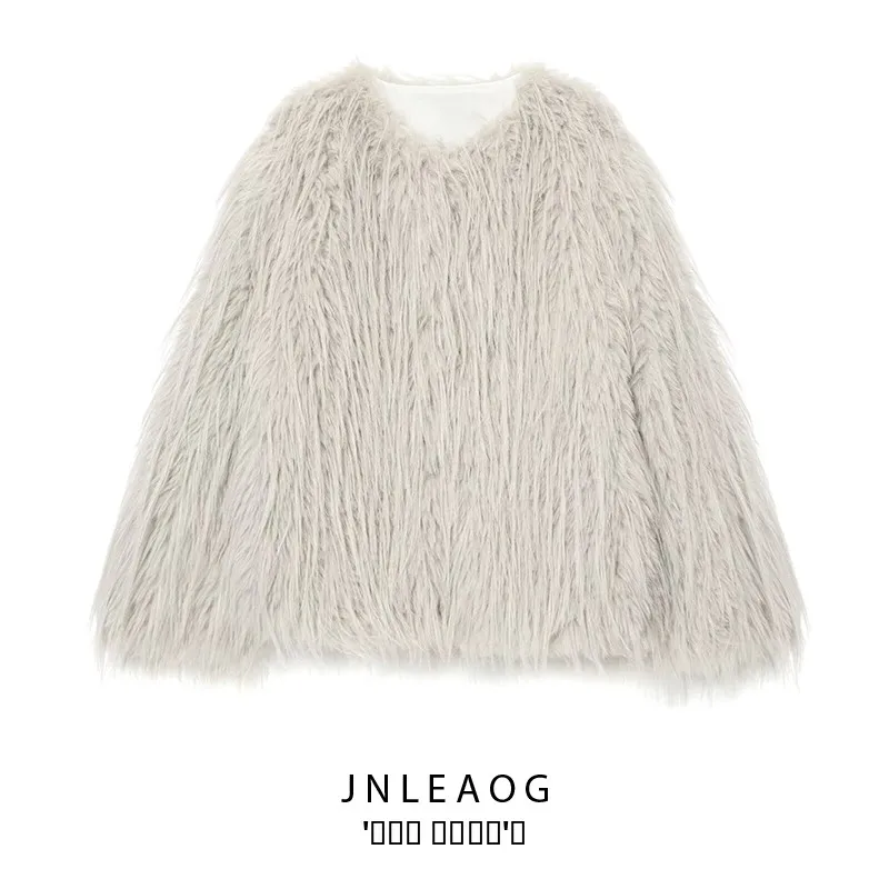 

Faionable пальто с эффектом искусственного меха Jaet женское осеннее новое дизайнерское универсальное пальто из полиэстера с подставкой Long Sve