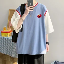 Men's Cotton T-Shirt Summer Casual Wear Mens Oversized T Shirt 5XL Patchwork Tee Shirt Big Size New Clothes for Men