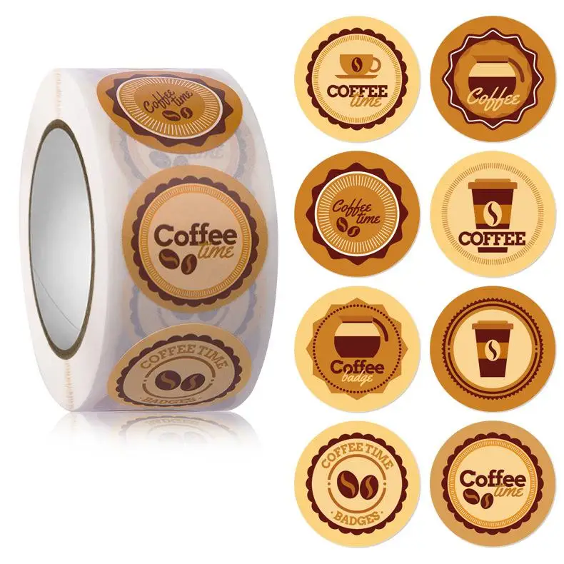 500pcs Thank You Sticker Labels, Coffee Party Circle Stickers Great for Cup Bottle Party Favors, Envelope Seals Small Business