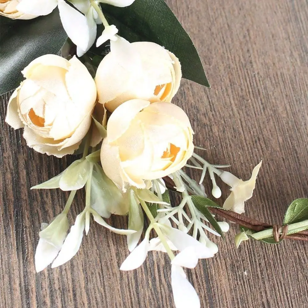 Crown Headband Rose Wreath Garland Hair Bands Floral Wedding Bridal Hair Hoop Women Ladies Leaf Vine Party Decoration Headdress